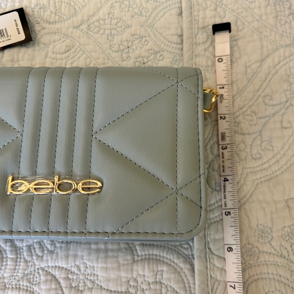 “bebe” Clutch handbag w/braided chain handle - light blue - Picture 9 of 9